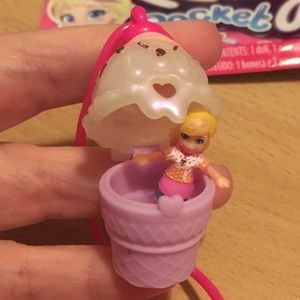 Polly Pocket Ice Cream Cone Locket Ring with mini doll inside